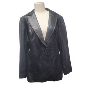 JLC New York Leather Black Coat Jacket Size XL Extra Large With Pockets